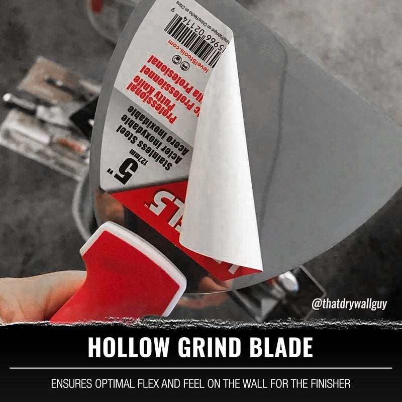 Level-5 10" Soft-Grip Stainless Steel Drywall Joint Knife - LEVEL5 | Pro-Grade | Comfortable Finishing Hand Tool | Metal Hammer End | Sheetrock Gyprock Plasterboard Mud | 5-146 - Image 2